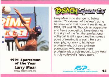 1992 Beach Sports #48 1991 Sportsman of the Year - Larry Mear Back